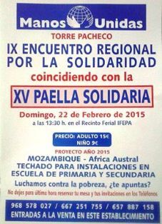 Manos Unidas de Torre Pacheco realiza este domingo su XV Paella Solidaria
